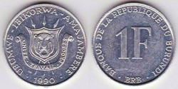 Burundi 1 Franc 2003 Km19 Unc
