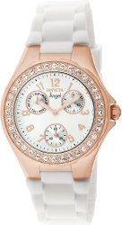 INVICTA Women's Angel Rose Gold Tone Case With White Dial Crystal Accented Quartz Watch 1646