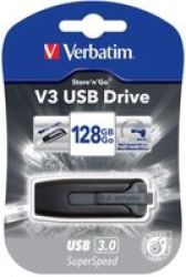 Verbatim 49189 Flash Drive 3.0 Flash Drive 128GB USB 3.0 Black