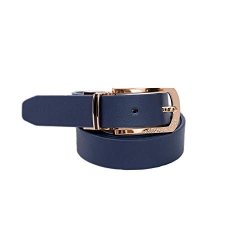 Jnm Leather Women Belt Reversible 2 In 1 Rotated With Double Side Gold Buckle Belts Grey And Dark Blue