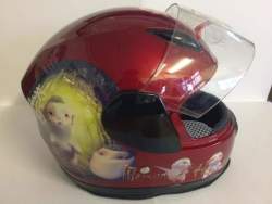 Gloss Red Kiddies Helmet With Animation Design