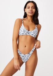 Cotton On Refined High Side Brazilian Bikini Bottom - Bluestone Zebra Shirred