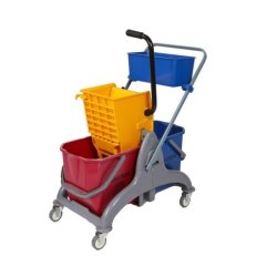 Mop Trolley 50L Double Saul Bucket & Wringer With Caddy