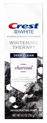 Crest 3D White Whitening Therapy Charcoal Deep Clean Fluoride Toothpaste Invigorating Mint 4.1 Ounce 0.26 Pound