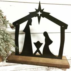 Scene Nativity Farmhouse Christmas Decor Metal - Manger - Rustic Christmas Decor