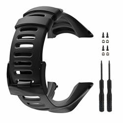 Picowe Suunto Ambit Watch Band Strap All Black Replacement Strap For Suunto Ambit 1 2 2S 2R 3 SPORT 3 RUN 3 Peak Screwdriver Included Including Screws