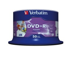 - 4.7GB Dvd+r 16X - Printable No Id Spindle Pack Of 50