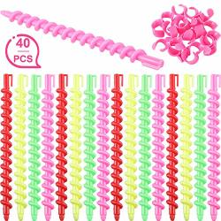 40 Pieces Plastic Spiral Hair Perm Rod Spiral Rod Barber Hairdressing Hair Rollers Salon Tools For Women Girls