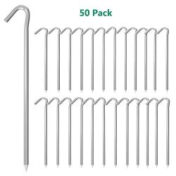 Aagut 50X Tent Stakes 9 Inch Garden Stakes Pegs Galvanized Steel Tent Pegs 6GA Round Outdoor Camping OETENTPEGSW9_50
