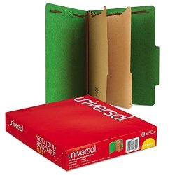 Universal 10302 Pressboard Classification Folders Letter Six-section Emerald Green 10 BOX