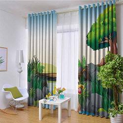 Hengshu Duck Shading Insulated Curtain Cartoon Mother And Ducklings River Kids Fun Farm Animals Print Outdoor Little Feathers For Living Room Or Bedroom W96