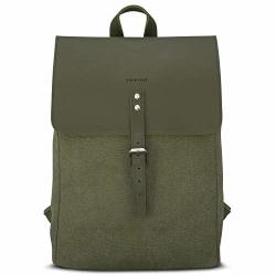 Backpack Canvas Leather Women Olive - Expatri Anouk Stylish Vintage Daypack
