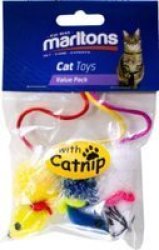 Marltons Long Hair Glitter Mouse Toy For Cats 3 Pack