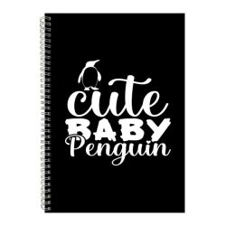 Cute Baby A4 Notebook Spiral And Lined Penguins Graphic Words Notepad 126