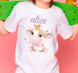Cute Cow For Girl With Name Baby T-Shirt