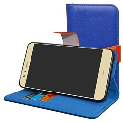 Huawei P10 Lite Case Mama Mouth Stand View Premium Pu Leather Wallet Case With Card Slots Cover For Huawei P10 Lite Smartphone Dark Blue