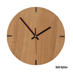 Mika Wall Clock In Oak - 300MM Dia Clear Varnish Bold Black Second Hand