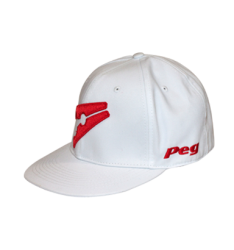 Baseball Flat Cap - White And Red - 7 3 8