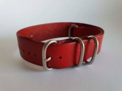 22MM Pu Leather Nato Watch Strap Red