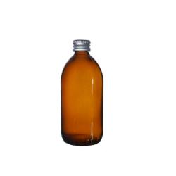 200ML Amber Glass Generic Bottle With Aluminium Screw Cap - Silver 28 410