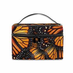 Portable Travel Makeup Cosmetic Bags Orange Monarch Butterflies Professional Toiletry Bag Organizer Accessories Case Tools Case