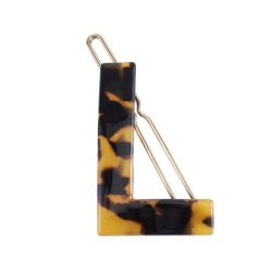 Personalized Tortoiseshell Initial Hair Clip - L