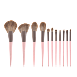 11 Piece Pink Matte Makeup Brush Set
