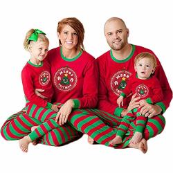 Christmas Family Matching Pajamas Set Long Sleeve Striped Sleepwear Tops Red Green Striped Pajamas Pant Set Dad XXL