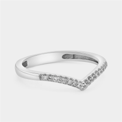 Sterling Silver Diamond & Created White Sapphire Tiara Ring