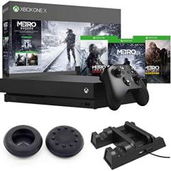 Microsoft Xbox One X Metro Saga Bundle: 1 Tb Console + 3 Metro Games + Wireless Controller CYV-00279 With Vertical Stand Cooling Fan With Dual Contr