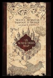 - Marauders Map Poster With Black Frame