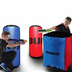 Bunkr BKR-3243 Inflatable Battle Zone Elite Starter Set 3 Piece Compatible With Nerf Laser X X-shot And Boomco Red blue