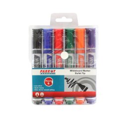 Whiteboard Markers 6 Markers - Bullet Tip - Pouch