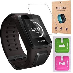 QIBOX Tomtom Spark Screen Protector 3-PACK Tempered Glass Screen Guard For Tomtom Spark Cardio Music Fitness Watch Tomtom Spark 3 9H Hardness Multi-layer Shatterproof And Anti-bubble