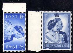 Great Britain 1948 Royal Silver Wedding Set Of 2 Mounted Mint. Sg 493 4. Cat 40 Pounds.