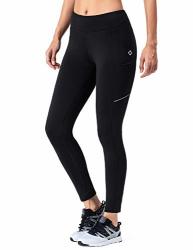 Naviskin Women's Fleece Lined Thermal Tights Running Yoga Leggings Winter Outdoor Pants Zip Pocket Black Size XL