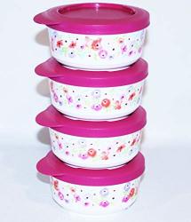 Tupperware Set Of 4 Locking Dessert Bowls 6 Ounce Art Of Spring Pink