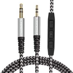 Replacement Audio Cable 3.5MM Male To 2.5MM Male Cable For Headphones Lanmu Braided Audio Cable Stereo Audio Cable With MIC And Volume Control For