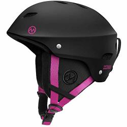 OutdoorMaster Kelvin Ski Helmet - With Astm Certified Safety 9 Options - For Men Women & Youth Black+pink L