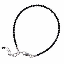 Zenergy Gems Adjustable 6.5" To 7.5" Micro-faceted 2.5MM Black Tourmaline Bracelet Sterling Silver + Selenite Charging Heart Included Selenite Charged psychic Protection