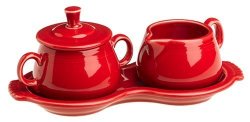 Fiesta Scarlet 821 Sugar And Creamer With Tray