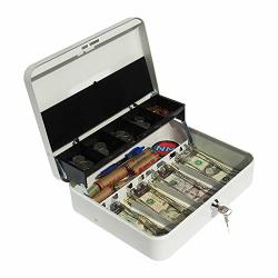 Cash Box With Money Tray Petty Lock Box Includes Tiered Design With Tray For Bills And Coins Portable Money
