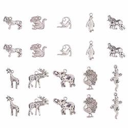 Ph Pandahall 30PCS 10 Style Animals Charms Antique Silver Tibetan Alloy Unicorn Cat Charms Pendant Beads Charms For Diy Bracelet Necklace Jewelry Making