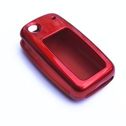 New Red Paint Metallic Folding Flip Remote Smart Key Case Shell Cover Holder Fob Skin For Vw Volkswagen Eos GTI Polo Golf Beetle Tiguan
