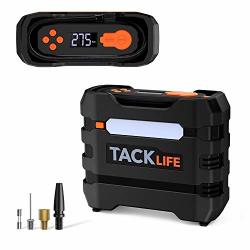 Tacklife ACP1B Digital Tire Inflator Portable Air Compressor 150PSI 12V Auto Tire Pump With Overheat Protection Lcd Display Emergency Light 3 Nozzles And Extra Fuse