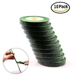 10 Rolls Floral Tape Stem Wrap Green Tape For Bouquet Stem Wrap Floral Arranging Craft Projects Corsages 1 2" Wide 900FEET Long