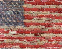 Aofoto 10X8FT American Flag Pattern Brick Wall Photography Vintage Backdrops Background Patriotic Youngers Boy Girl Adult Kid Baby Toddler Man Portrait Photo Shoot Studio