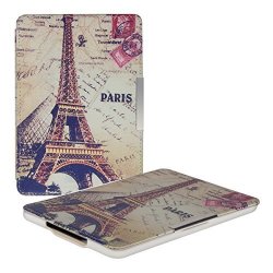 Kwmobile Elegant Synthetic Leather Case For The Amazon Kindle Paperwhite Design Eiffel Tower Louvre In Grey White