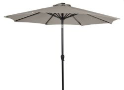 Umbrella W crank W solar LED W tilt 3M - Flint Grey
