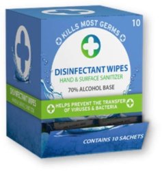 Liquid Clinic Single Use Disinfectant Wipes - 10 Pack